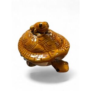 Vintage Ceramic Turtle & Frog Nodder | Mid-Century Bobblehead Figurine